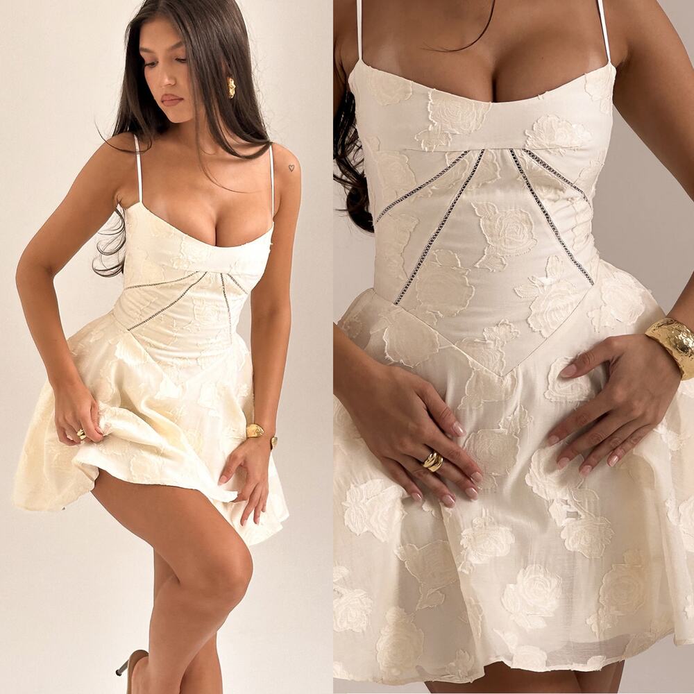 HOUSE OF CB 'Serenita' Vintage Cream Floral Mini Dress